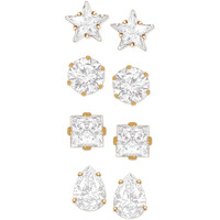 Zaveri Pearls Gold Tone Set of 4 Contemporary Cubic Zirconia Brass Stud Earrings For Women-ZPFK10964