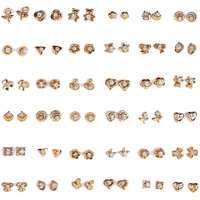 Shining Diva Fashion Golden Non Precious Metal Base Metal Stylish Earrings for Girls and Women (Combo 36 Pairs Set, 12021er)
