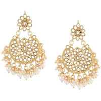 Zaveri Pearls Gold Tone Kundan & Pearls Dangle Earring For Women-ZPFK8661