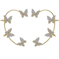 Shining Diva Fashion Latest Stylish 2 Pcs Combo Clip On Ear Cuff Earrings for Women and Girls (15590er)(Gold)