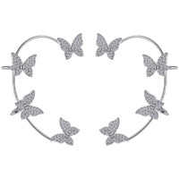 Shining Diva Fashion Latest Stylish 2 Pcs Combo Clip On Ear Cuff Earrings for Women and Girls (15288er)(Silver)