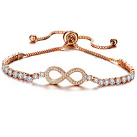 Shining Diva Fashion Latest Stylish Austrian Crystal Rose Gold Charm Bracelet for Women (rrsd10794b)