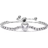 Shining Diva Fashion Latest Stylish Austrian Crystal Silver Plated Heart Charm Bracelet for Women (rrsd10846b), One Size