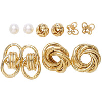 Shining Diva Fashion 5 Pairs Combo Set Latest Stylish Stud Earrings for Women and Girls (Gold) (13669er)