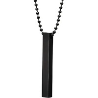 Fashion Frill Mens Jewellery 3D Cuboid Vertical Bar/Stick Stainless Steel Black Silver Locket Pendant Necklace For Boys and Men Unisex Pendant (Modern)