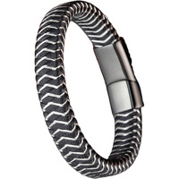 Fashion Frill Stylish Bracelet For Men Stainless Steel Criss Cross Black Leather Bracelet For Men Boys Wrist Wear Mens Jewellery
