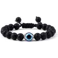 Fashion Frill Stylish Bracelet For Women Lava Stone Evil Eye Black Adjustable Bracelet For Men Women Girls Boys Love Gifts