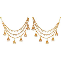 Zeneme Jewellery Silver Gold Plated Long Hair Chain For Women
