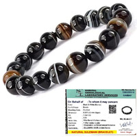 GOLDEN QUARTZ - THE CRYSTAL HUB - Certified Sulemani Hakik Bracelet with Certificate Protection From Evil Eyes Black Akik Armlet 8mm Unisex for Reiki Healing And Astrology Haqiq