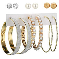 YouBella Jewellery Gold Plated Hoop and Stud Earrings Combo for Women and Girls (Gold) (YBEAR_32869)