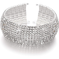 Shining Diva Fashion Latest Silver Plated Cubic Zirconia Crystal Base Metal Silver Bangle Bracelet for Women and Girls (11429b)