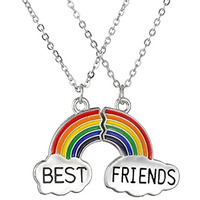 YouBella Jewellery Silver Plated Rainbow Best Friends Necklace Chain for Girls and Women (Multi-Color) (YBNK_50163)