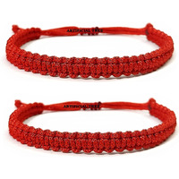 ARTIFICIAL TREE HANDMADE NAZAR DHAGA BRACELET ADJUSTABLE WRISTBAND BRACELET FRIENDSHIP BAND FOR WOMEN MEN- 100% SKIN FRIENDLY Nazar Bracelets 2 Piece (AT GIRLS BRCT 004) (RED)