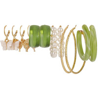 Shining Diva Fashion 6 Pairs Combo Set Latest Stylish Hoop Earrings for Women and Girls (15624er)