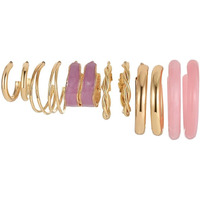 Shining Diva Fashion 6 Pairs Combo Set Latest Stylish Hoop Earrings for Women and Girls (15623er)