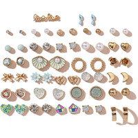 Shining Diva Fashion 30 Pairs Combo Set Latest Stylish Crystal Pearl Earrings for Women and Girls (15283er)