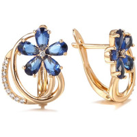 Shining Diva Fashion 18k Rose Gold Plated Latest Fancy Stylish Blue Zircon Copper Earrings for Women and Girls (rrsd12842er)