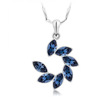 Shining Diva Fashion Latest Stylish Silver Plated Blue Crystal Chain Pendant Necklace Gifts for Women and Girls (14617np)