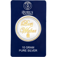I JUELS ; LIVE THE EMOTIONS 10 gram silver coin BEST WISHES inscribed silver coin with 18kt gold. Temper proof pack.