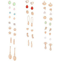 Zaveri Pearls Set Of 25 Gold Tone Smart Casual Wear Studs & Drop Earrings For Women-ZPFK14054