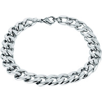 Fashion Frill Stylish Silver Plated Stainless Steel Chain Style Silver Bracelet For Men Boys Mens Bracelets 8.5 Inches