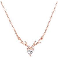 Mahi Deer Heart Shaped Necklace Pendant Chain with Cubic Zirconia Valentine Gift for Women (PS1101846Z)