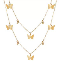 Shining Diva Fashion Latest Multilayer Non Precious Base Metal Cubic Zirconia Golden Western Neckpiece Neck Chain Necklace for Women (12249np)