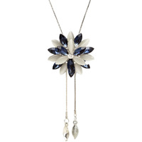 Shining Diva Fashion Stylish Crystal Flower Long Chain Pendant Silver Plated Pendant for Women (rrsd10734np, Blue)