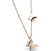 Shining Diva Fashion Stylish 18k Rose Gold Plated Crystal Butterfly Chain Pendant Necklace for Women and Girls