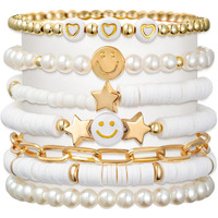 Shining Diva Fashion Latest Stylish Multilayer Boho Bohemian Bangle Bracelet for Women and Girls (15877b)(White)