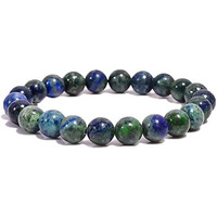 Hot And Bold Premium Natural Stone Reiki Crystal Healing Azurite Beads Bracelet With Certificate For Unisex Adult