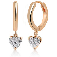 MINUTIAE Rose Gold Plated Heart Solitare Dangling Clip On Earring Austrian Zirconium Earring For Women And Girls, Heart Shaped Diamond -Rose Gold