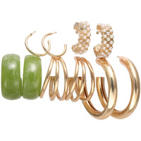 Shining Diva Fashion 5 Pairs Combo Set Latest Stylish Hoop Stud Earrings for Women and Girls (15627er)