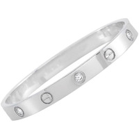 Shining Diva Fashion Latest Stylish Stainless Steel Crystal Gift Bracelet for Women and Girls (15743b)(Silver)