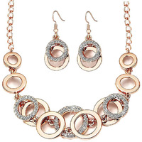 Shining Diva Fashion Stylish Rose Gold Traditional Gold Plated Cubic Zirconia Jewellery Set for Women (cmb289_9929_9930)