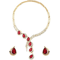Shining Diva Fashion Latest Stylish Design Fancy Crystal Necklace Jewellery Set for Women (12078s)