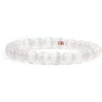 Hot And Bold Unisex Adult Natural Selenite Reiki Feng-Shui Crystal Gem Stone Beads Bracelets