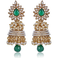 Shining Diva Metal Jhumki Earring For Women (Green) (rrsd6578er)