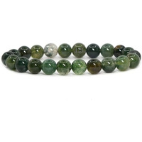 Hot And Bold For Unisex Adult Natural Moss Agate Reiki Feng-Shui Crystal Gem Stone Beads Bracelets