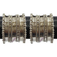 YouBella Jewellery Traditional Silver Plated Oxidized Bracelet Bangles Set For Girls and Women (2.4)