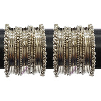 YouBella Jewellery Traditional Silver Plated Oxidized Bracelet Bangles Set For Girls and Women (2.8)