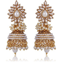 Shining Diva White Pearl Stylish Fancy Traditional Jhumki For Women (White) (sd6580er)