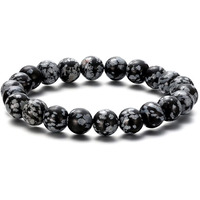 Hot And Bold Natural Stone Snowflake Obsidian Womens Bracelet With Certificate - Genuine Healing Crystal Jewelry For Balance And Protection