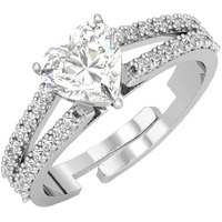 Clara Pure 925 Sterling Silver Proposal Finger Ring with Adjustable Band | Gift for Women Girls Wife Girlfriend | Swiss Zircon Rhodium Plated