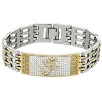 Fas + IB02 Silver Gold Multi Colour High Durable Plated Finish Lord Shiv Om Positive Energy Feel Kada Bracelet For Men & Boys