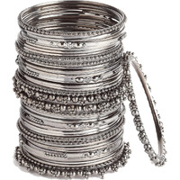 ZENEME Jewellery Traditional Black Antique Oxidized Bracelet Bangles Set for Girls and Women (Black Nickel, 2.4)