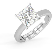 Clara Pure 925 Sterling Silver Princess Solitaire Finger Ring with Adjustable Band | Gift for Women Girls Wife Girlfriend | Swiss Zircon Rhodium Plated