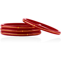 Hem Jewels by Ashok Jewellers 22kt (916) Yellow Gold Bangles/Gold Handmade Chudi/Wedding Chooda for Women with Purity Certificate and 916 Stamp (Set of 4pcs) - Red(2.4 Aani)