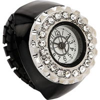 YouBella Jewellery Crystal Unisex Finger Ring Watch for Girls/Women/Men/Boys (Black)