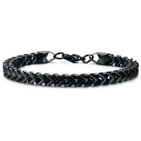 Fashion Frill Black Silver Bracelet For Boys Criss Cross Stainless Steel Black Silver Bracelet For Men Boys Love Gifts Mens Accessories Bracelets